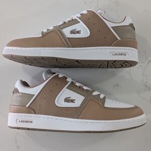 Lacoste Court Cage 223 2 Sneakers - White & Tan Brown - Women's 8